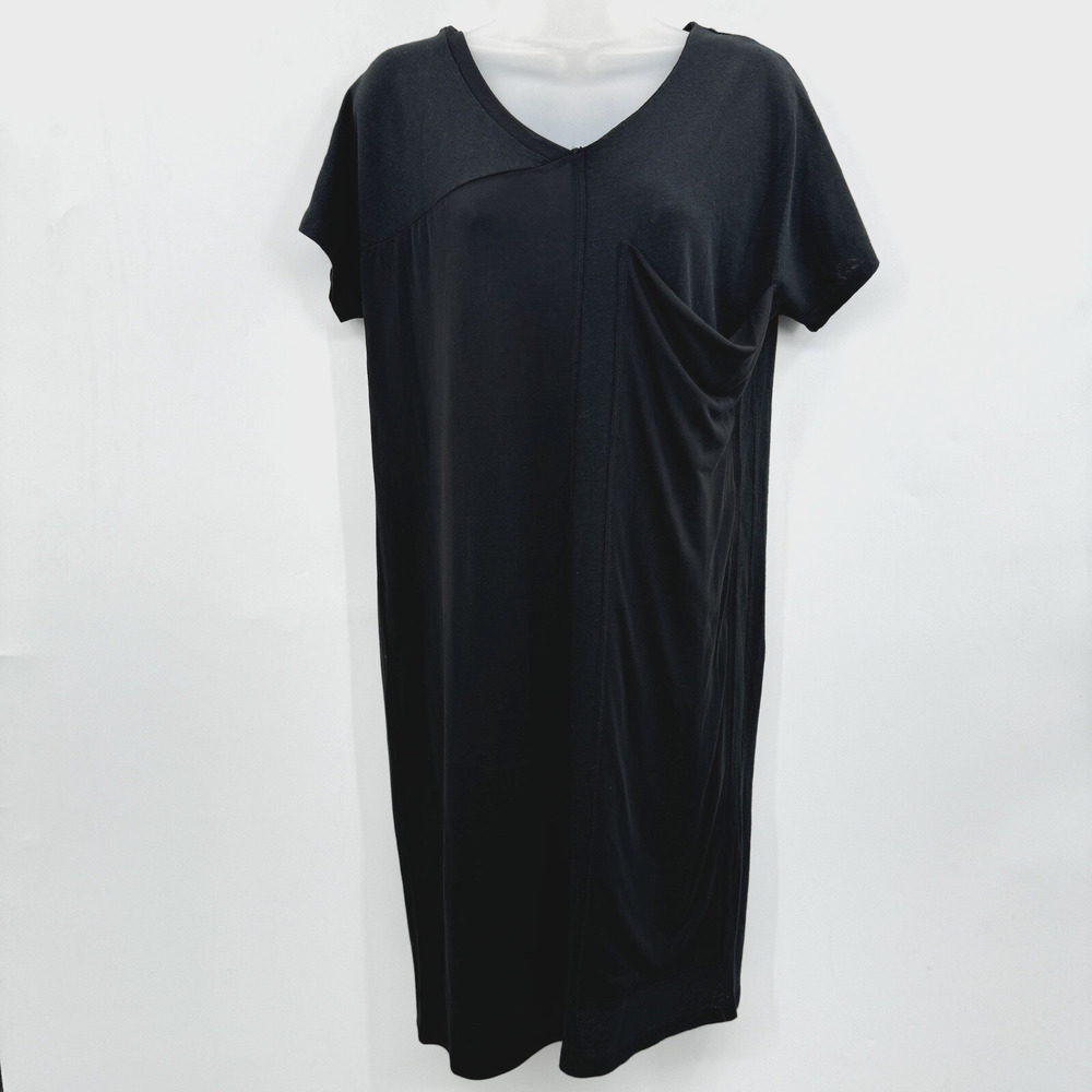 Sundance Linen & Cotton T-Shirt Dress‎ Size XS Black Oversized Beach Mixed Media